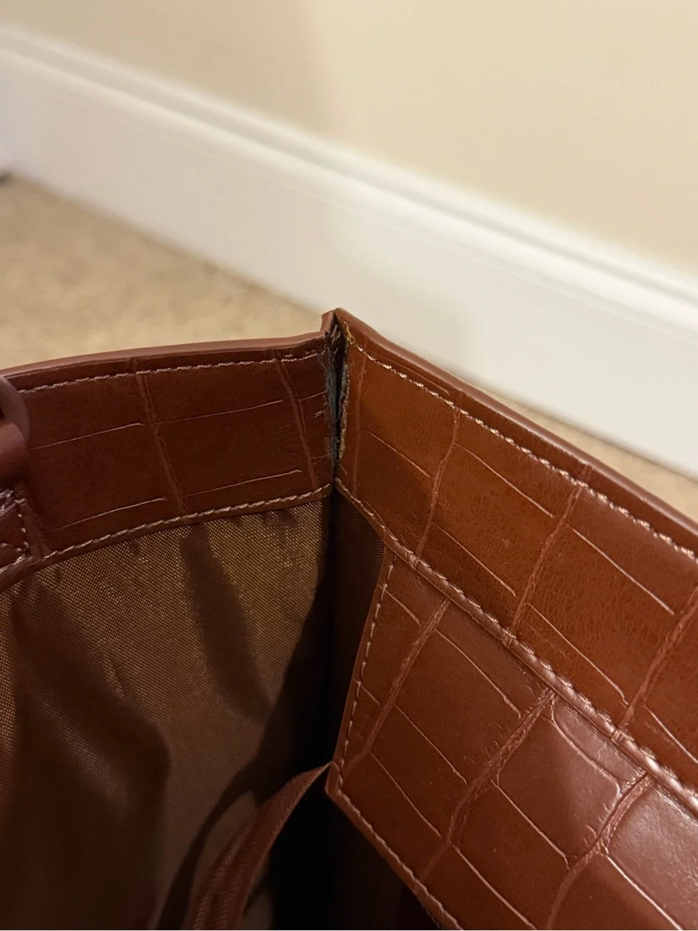 BEIS Maple Croc-Embossed Work Tote